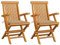 vidaXL 2X Teak Massiv Gartenstuhl mit Beige Kissen Armlehnen Gartenstühle Klappstuhl Klappstühle Holzstuhl Gartenmöbel Stuhl Stühle