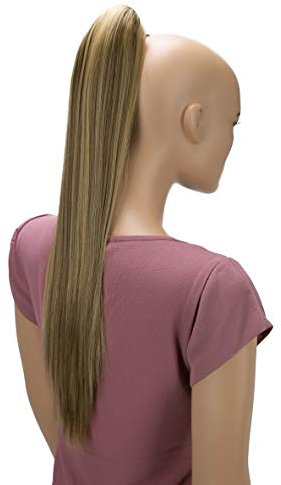 CAISHA 60cm Glatt Pferdeschwanz Mit Butterflyklammer Haarteil Zopf Hitzebeständig Haarverlängerung Braun Blond Gesträhnt H627