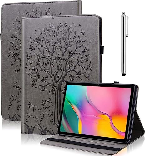 GLANDOTU Case for Lenovo Tab M10 HD 2nd Gen 10.1 inch (TB-X306F/TB-X306X), Elastic Strap Pen Holder Fold Stand Function Cover, Folio Flip PU Leather Tablet Cases (free Stylus pen) - Gray