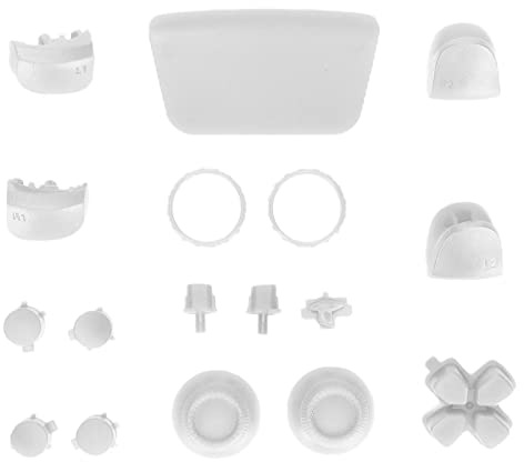 Kafuty-1 Ensemble complet de boutons pour manette de PS5, joysticks Dpad R1 L1 R2 L2 Touche de direction ABXY Boutons de remplacement pour console de jeu PS5 (Blanc)