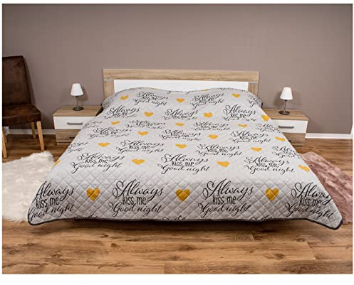 heimtexland ® Bettüberwurf Tagesdecke Steppdecke 220x240 Landhaus Deko Bettdecke Schlafzimmer Plaid Gesteppt Typ456 Always Love