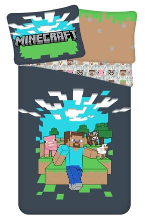 Minecraft Bettwäsche Set Bettbezug, 140x200 + 70x90, 100% Baumwolle, ** Minecraft-Abenteuer **