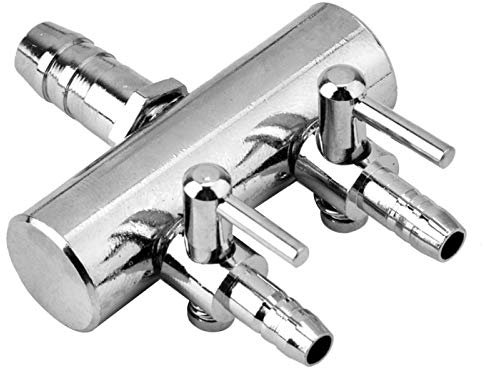 Aquarium Air Flow Splitter Control Valve, Stainless Steel 8mm Turn to 4mm Aquarium Air Flow Valve Air Flow Splitter for Fish Tank(2 way)