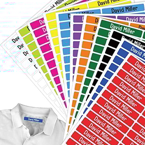 60 x Iron on Name Labels for Clothes Labels for Kids (46 x 8 mm) Waterproof Personalised Name Tags for Clothes Daycare Nursery Papa Prints®