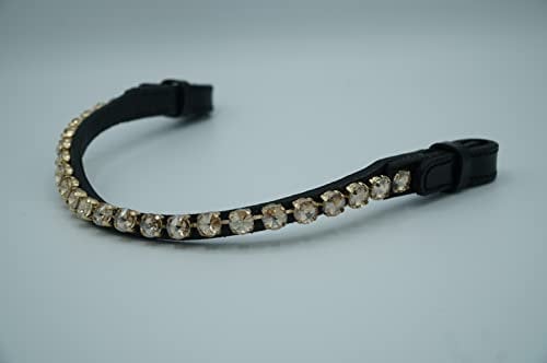 Generisch Stirnriemen mit Schnellverschluss und 10mm Steinen Pferd Horse Browband (Vollblut = 41 cm, hellgold)
