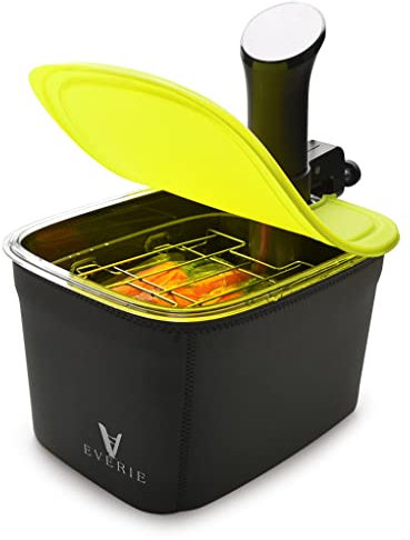 EVERIE Versatile 12-Quart Sous Vide Container with Built-in Rack and Collapsible Silicone Lid and Container Sleeve Compatible with All Sous Vide Cookers, KIT-1202-TYGJ