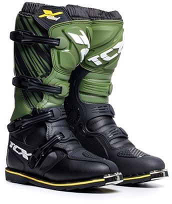 TCX - X-Blast, Stivale da Motocross Uomo, Stivale da Enduro, Stivale da Fuoristrada con Tomaia in Microfibra e Suola con Costruzione Goodyear, Nero/Verde/Giallo
