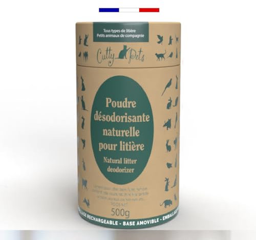 BioTonyx - Poudre Désodorisante Naturelle pour Litière - Cutty Pets - Petits Animaux De Compagnie - Anti-Odeurs & Rechargeable - Made in France (Poudre Désodorisante pour Litière)