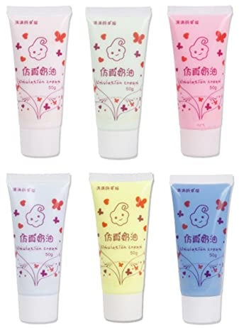Amagogo 6Pcs Simulation Whipped Cream Glue Set DIY Phone Case Making, 50ml Imitation Cream Glue Assorted Color Handmade for Phone Shell, Hair Clip, Style C