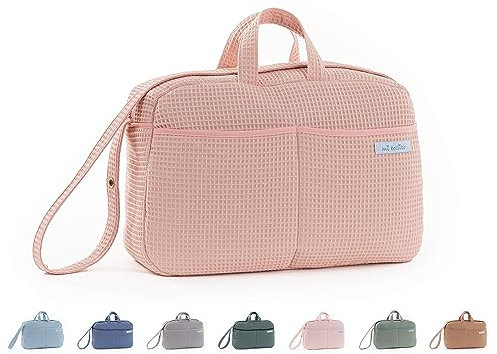 mi bollito – Bolso de maternidad Crossbody para carrito de bebé y para hospital. Bolsa organizadora práctica y elegante de gran capacidad. Producto fabricado en España. (Rosa pastel)