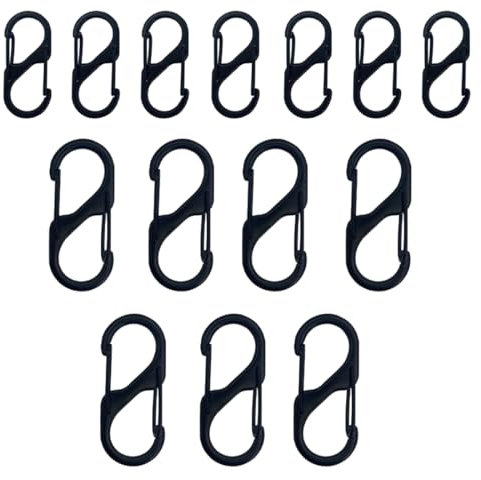 Tadipri 14 Stück S Karabiner Metall Doppelkarabiner Aluminiumlegierung Karabinerhaken Für Haushalt Wandern Outdoor Angeln (Schwarz)