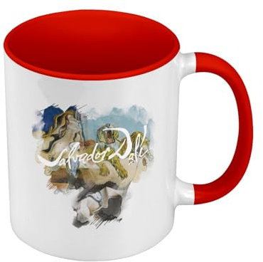 Tasse Farbe Premium Qualität rot – Dali Signature Maler, Surrealismus, Maler, einzigartiger Künstler, seltsam – Tasse mit Henkel und farbigem Innenraum