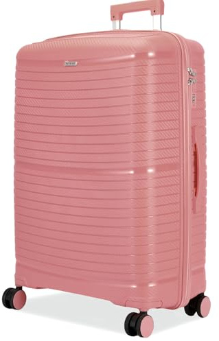 FLYMAX 29 Large Suitcase 4 Wheel Lightweight Luggage Hard Shell Travel Case Hold Check in Fits 23kg - 27kg + 3 Digit Lock Suitcase Large + Telescopic Handle 100 Litre Capacity Rose Gold