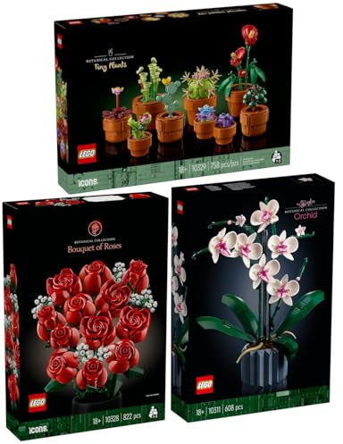 Lego 10328 - Set di fiori con bouquet di rose, 10329 Mini piante e orchidea 10311
