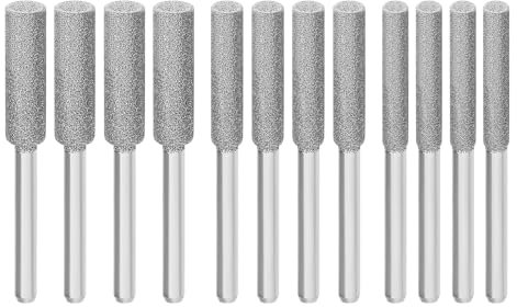 VGOL 12pcs 4mm 4.8mm 5.5mm Diamond Chainsaw Sharpener Burr Stone Grinding File Sharpening Polishing Grinding Tool for Chainsaw Grinder