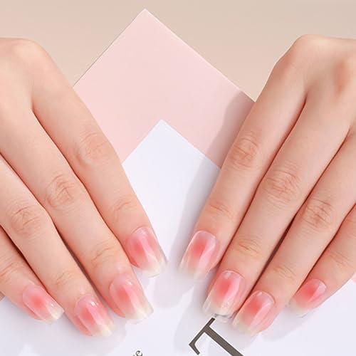Ceboic Nagelfolie Selbstklebend, 16 Stück UV Gel Strips, Gel-Nagelfolien UV Härtend Langanhaltende Wasserdicht Maniküre Starterset für Damen und Mädchen (Klares Rouge)