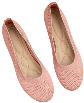Minetom Ballerines Femme Sport Chaussures Respirantes Confortable Tricotées Pantoufles Décontractées Plates Flats Danse Chaussures A Rose 39 EU