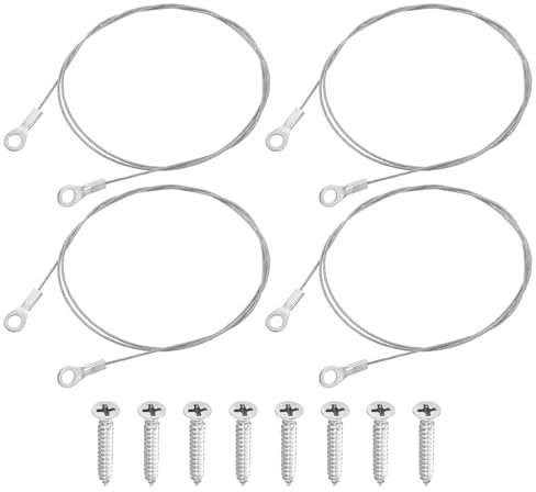 QUARKZMAN 4pz Cavo Cordino Occhielli Terminato 100mx1.5mm 304 Acciaio Inox Filo Fune Cordino con Viti Autofilettanti per Collegare Mobile Lampada Appesa