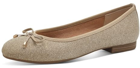 MARCO TOZZI Damen Ballerinas mit Schleife Vegan, Gold (Platinum), 41 EU