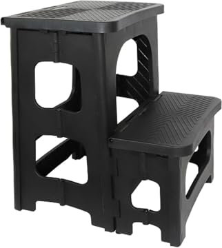 Tabouret Échelle À 2 Marches, Petit Escabeau Pliant pour Adultes, Escabeau Portable en Plastique Intérieur Extérieur, Banc De Changement De Chaussures Multifonction, Antidérapant Et Léger