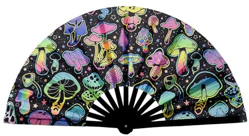 HENGBIRD Hand Fan, Folding Fan, UV Glow Fan, Rave Fan, Festival Hand Fan, Chinese Japanese Style Hand Fan, Foldable Hand Fan for Party, Dance, Performance