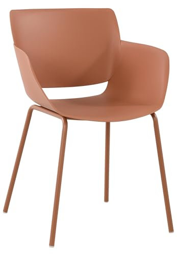 CLP Stuhl Alpena I Outdoorstuhl absolut wetterfest und UV-beständig I Stuhlgestell aus pulverbeschichtetem Stahl I Sessel für draußen, Farbe:Terracotta