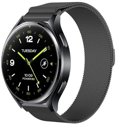 GIOPUEY Armband Kompatibel mit Xiaomi Watch 2, Geflochtenes Edelstahlarmband [Verschleißfest] [magnetisch] Ersatzarmband - Black