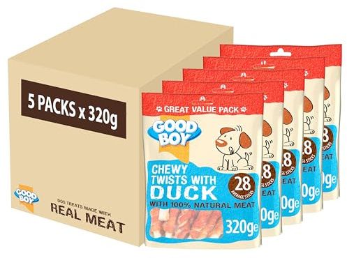 Good Boy Duck Twists - Natural Dog Treats - Low Fat - Bulk Box - 5 x 320g