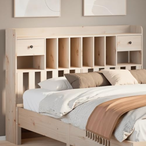Rantry Kopfteil mit Ablagen, 140 cm, aus massivem Kiefernholz, Kopfteil für Doppelbett, Rückenlehne für Bett und Sofa Möbel Modell 855511