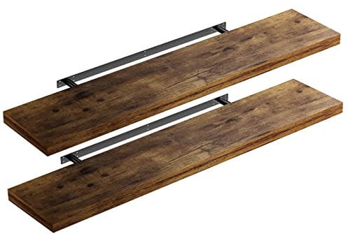 Casaria® 2X Wandregal Holz Dunkle Eiche Hängeregal mit Halterung 15kg Tragkraft Küche Wohnzimmer Flur Regal Schweberegal Bücherregal Holzregal 110cm
