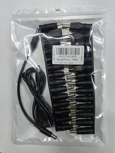 GTIWUNG 28 Pezzi Adattatore di Alimentazione DC Universale da 5,5x2,1 mm Connessione CC Femmina a Maschio Adattatore Jack Connettore, DC Barrel Connettore, con 2 Pezzi Cavo