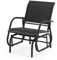 COSTWAY Garden Glider Chair, Metal Frame Armchair Swing Single Seater, Outdoor Indoor Relax Rocking Chairs for Living Room, Patio, Porch and Poolside (Black)