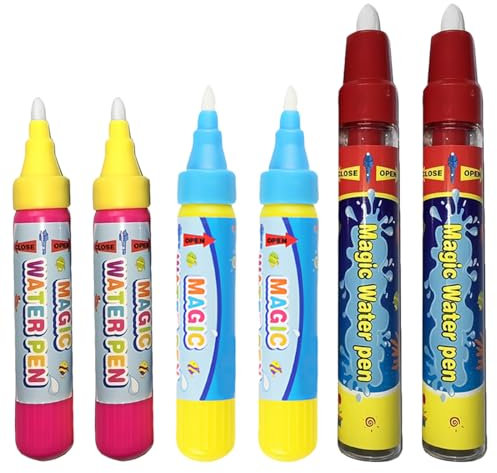 OHREN Stylos Magiques de Remplacement pour l'Eau, 6 Pièces, Ensemble de Stylos à Eau pour Doodle, Feutre, Pinceau Magique, Coloriage, Tapis Dessin Bébé 1 An, Toile Magique à l'Eau