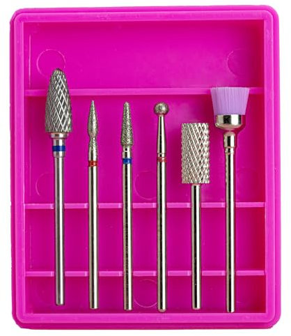GASHIO® Lot de 6 embouts de ponceuse à ongles professionnels pour ongles en gel, fritteur en carbure + embouts diamant pour ponceuse à ongles, pour toutes les fraiseuses
