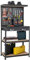 HOMFME Work Bench with Pegboard, Metal Garage Workbench with 13 Hanging Accessories, 2 Drawers, Heavy Duty Tool Storage Workstation for Warehouse Workshop, 290kg Capacity (Black + Red, 81x41x156cm)