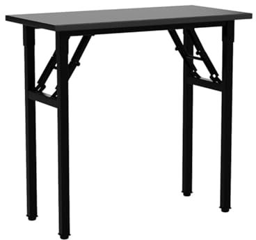 DEILALY Klapptische Schreibtisch, 80 cm, Schwarz, Tragbarer Computertisch, Kleiner Kompakter Bürotisch, Gaming-Schreibtisch, Arbeitszimmer, Bureau De Travail, Holzschreibtisch Mit Schwarzem
