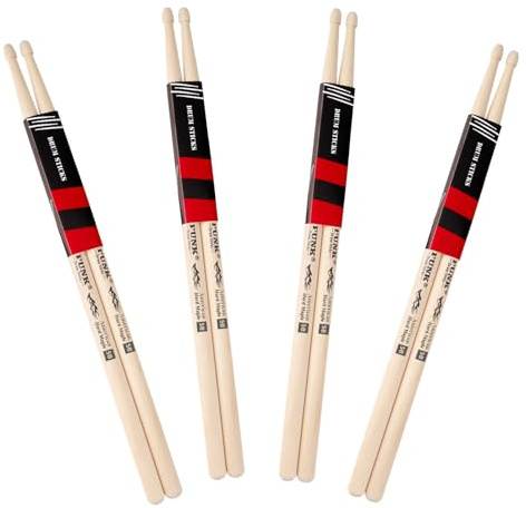 Drum Sticks schlagzeug sticks Rebound American Hartes Ahornholz Drumstick,4 Paares drumsticks 5b,ideal für Schlagzeuger aller Niveaus, für Schlagzeug, Percussion und zum Üben - (5B-4 Paares)