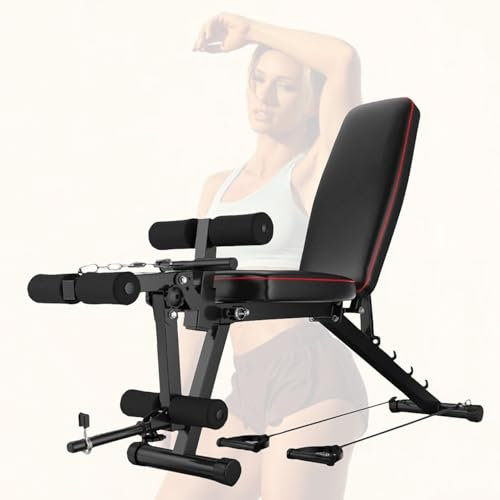 Hantelbank Klappbare, Verstellbare Hantelbank Mit Beinstrecker Und Beinbeuger, Schrägbank, Sit-Up-Bank, Krafttrainingsgerät Für Den Ganzen Körper, Maximale Tragkraft 200 Kg