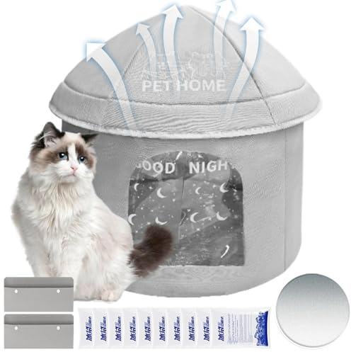 Maison isolée pour extérieur et intérieur avec climatiseur et sac de glace pour animaux domestiques - Résistant aux intempéries - Pour chiots et chatons de taille moyenne