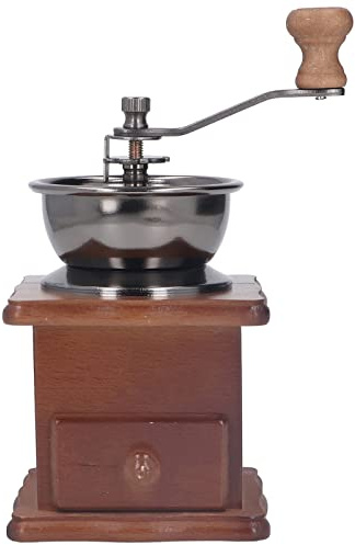 Denash Manuelles Kaffeemühle Mühle Retro Beech Edelstahlkern für den Gebrauch von Heimbüro