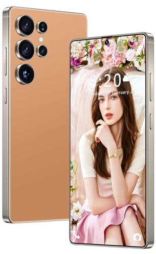 S26 Ultra Daul SIM Cheap Mobile Phone,7.3 Inch Screen, Android 14.0 Basic Smartphone, 8000mAh Big Battery, 108MP 72MP Camera, Sopport Bluetooth/Wifi/fm/Face Unlocked Cell Phone,Orange-7.3 Inch