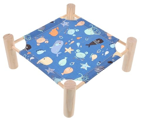 Homoyoyo Erhöhtes Kleintierbett aus Holz und Atmungsaktive Abnehmbare Hängematte für Hamster Meerschweinchen Kaninchen Stabiles Leichtes Platzsparendes Feldbett für Kleine Haustiere