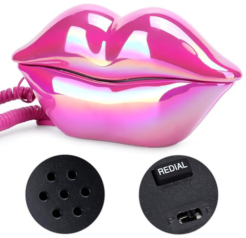 RASTKY Fashion Lips Telefon, Farbenfrohe Heimdekoration, Festnetztelefon für Zuhause und Hotel, ABS-Material (rot)