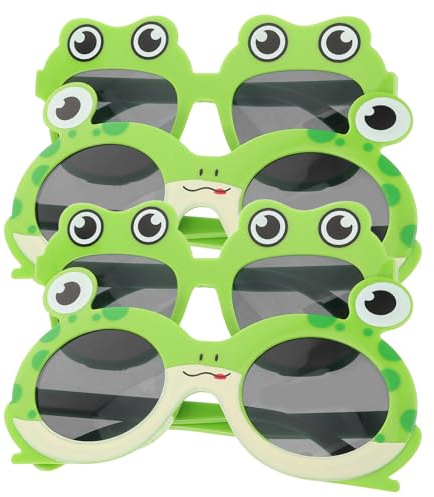 GLSTOY 4 Stück Frosch Sonnenbrillen aus Kunststoff mit Grauen Gläsern für Geburtstags und Fotobox Partyaccessoires