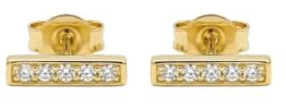 Suzan Gold® 925 Sterling Silber Ohrstecker Damen Bar Zirkonia Ohrringe vergoldet minimalistisch elegant nickelfrei Geschenk Ohrstecker