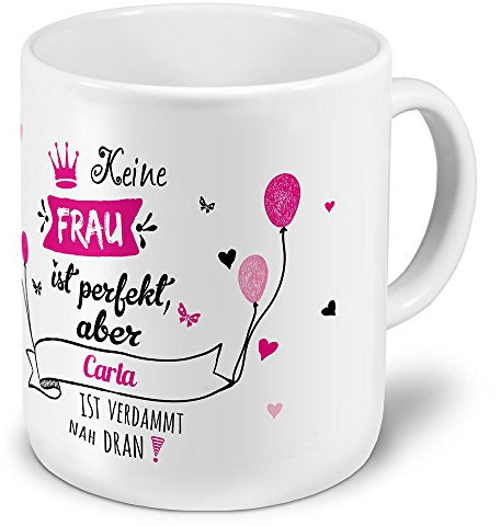 printplanet XXL Riesen-Tasse mit Namen Carla - Motiv Nicht Perfekt, Aber. - Namenstasse, Kaffeebecher, Becher, Mug