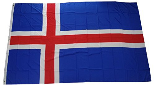 Top Qualität - Flagge Island Fahne, 250 x 150 cm, extrem reißfest, keine Billig-Chinaware, Stoffgewicht ca. 100 g/m², sehr robust, extra starke Messing-Ösen