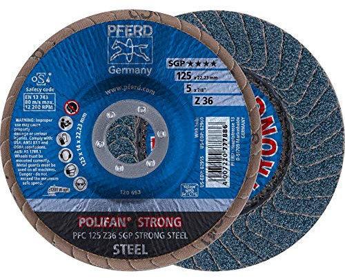 10 x PFERD POLIFAN-Fächerscheibe PFC 125 Z 36 SGP STRONG STEEL| Art.: 67788025