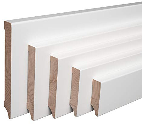 Sockelleiste Massiv Holz Buche weiß lackiert Weimarer Profil Modern 150mm