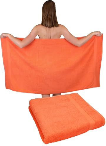 Betz 2 Stück Duschtücher Duschtuch Set Größe 70x140 cm Duschhandtuch Badetuch Strandtuch Handtuch Premium 100% Baumwolle Farbe blutorange